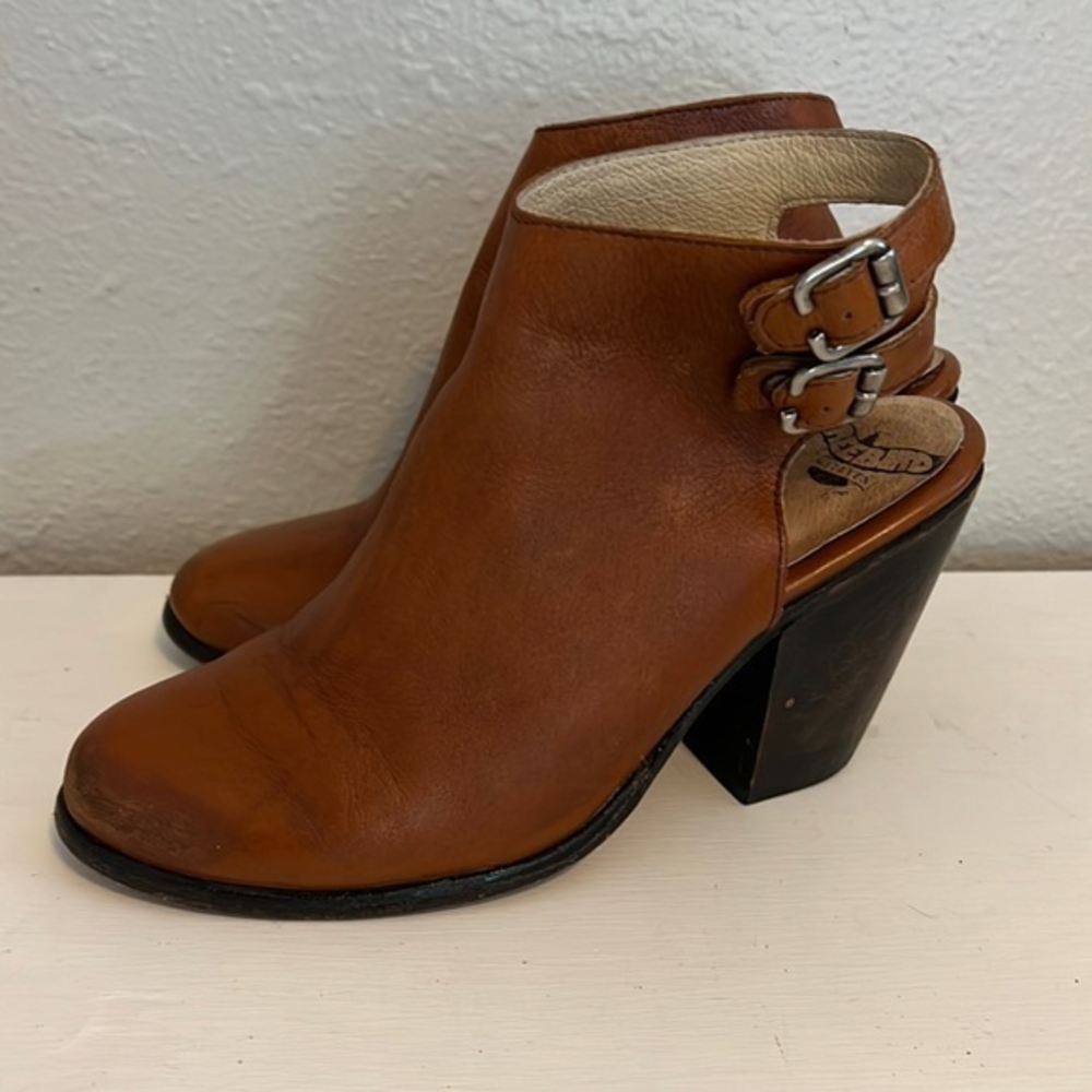 Freebird by Steven Chucky Heel Double Snap Leather Mule womens size 7